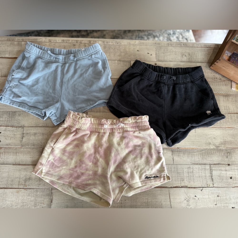 Set of Three Abercrombie kids Casual Shorts in Black, Blue, and Tie-Dye